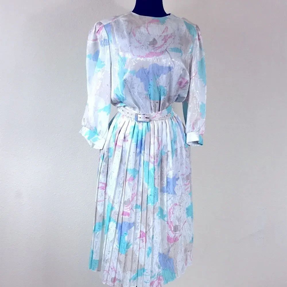 Vintage Alexis Petite Made In USA Color Pastel Women Dress Size 12